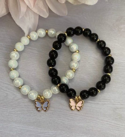 SET OF BRACELET WITH BUTTERFLY CHARMS